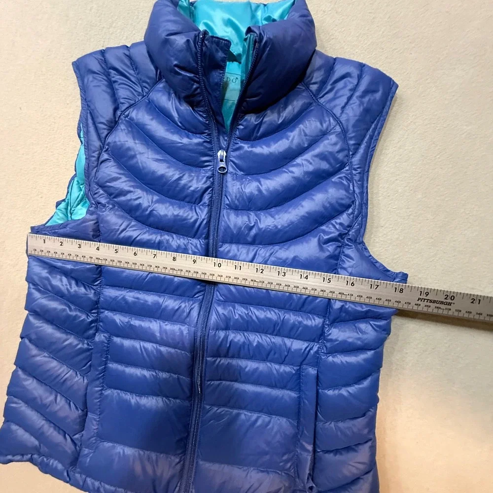 Bernardo Goose Down Lightweight Puffer Quilted Layer Blue Zip‎ Up Vest Women's M - Picture 4 of 13